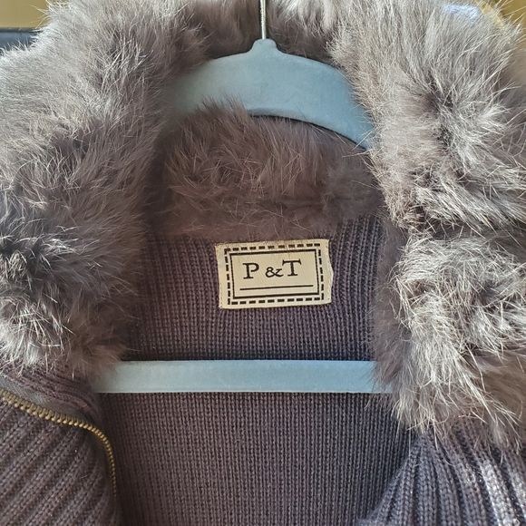 P&T Rabbit Fur Grey Long Sweater - Picture 4 of 5